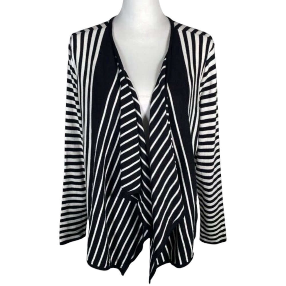 Alfani Black and White Striped Cardigan